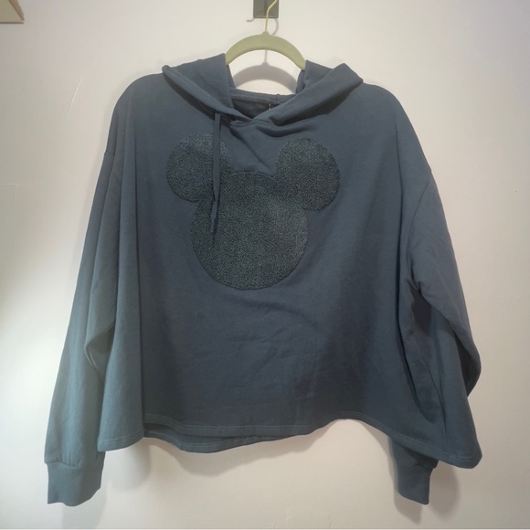 Disney Mickey Mouse Navy BLue Cropped Hoodie - XXL - Picture 1 of 7